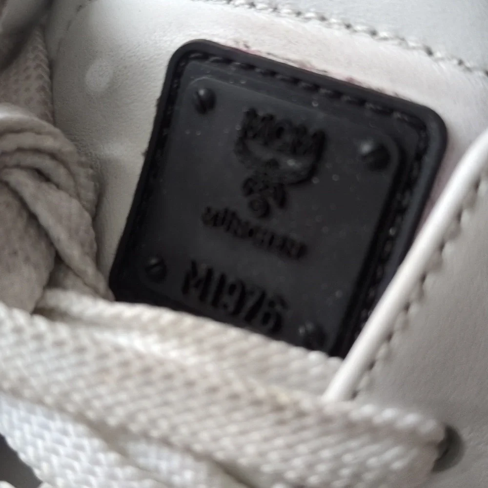 MCM Terrain Monogram Derby White Black Lace Up Leather Sneaker EU 42/US 9 In Box